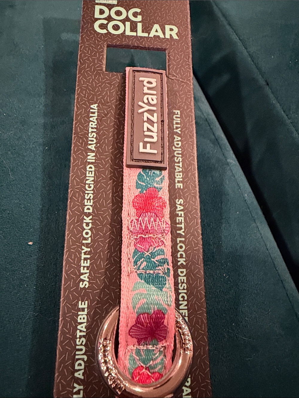 FuzzYard Pink Floral hibiscus Adjustable Dog Collar small